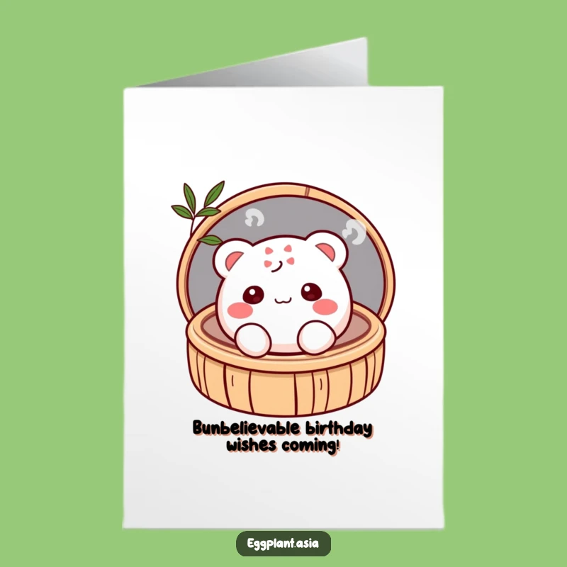 Free Printable Shy Bao Bun Birthday Card - Blushing Steamer Downloadable Greeting