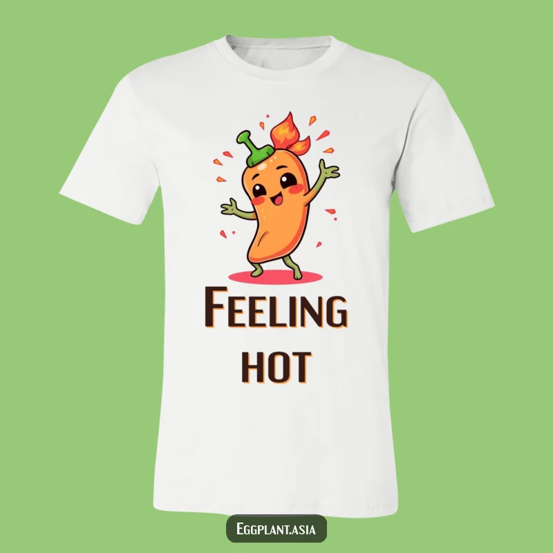 Funny Spicy Pepper T-Shirt: Fiery Dancing Character with Sparks